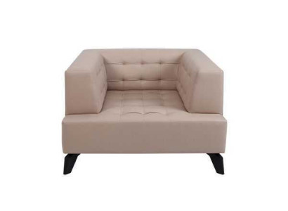 Luxury Beige Leather Chair Upholstery Lounge Single Seater Relax Club Chair Style